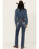 Image #1 - Hooey by Rock & Roll Denim Women's Medium Wash High Rise Southwestern Print Stretch Bootcut Jeans , Medium Wash, hi-res