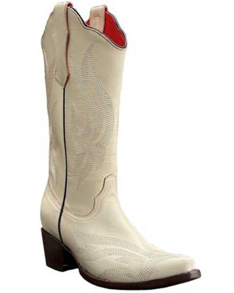 Image #1 - Planet Cowboy Women's Psychedelic Co-Co Nuts Leather Western Boot - Snip Toe , Cream/brown, hi-res