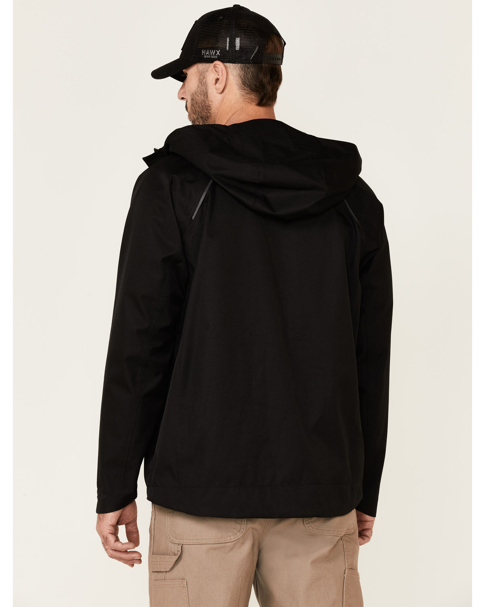 Image #4 - Hawx Men's Pro Elements Zip-Front Hooded Poly-Shell Work Jacket, Black, hi-res