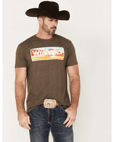 Image #1 - Wrangler Men's Sunset Logo Graphic Short Sleeve T-Shirt, Brown, hi-res