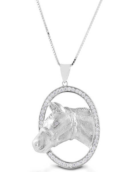 Image #1 - Kelly Herd Women's Oval Halter Horsehead Necklace , Silver, hi-res