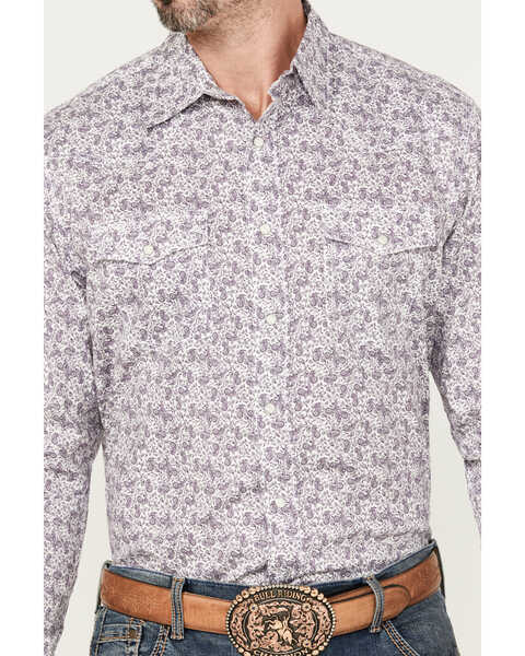 Image #3 - Wrangler 20X Men's Advanced Comfort Paisley Print Long Sleeve Snap Western Shirt, Purple, hi-res