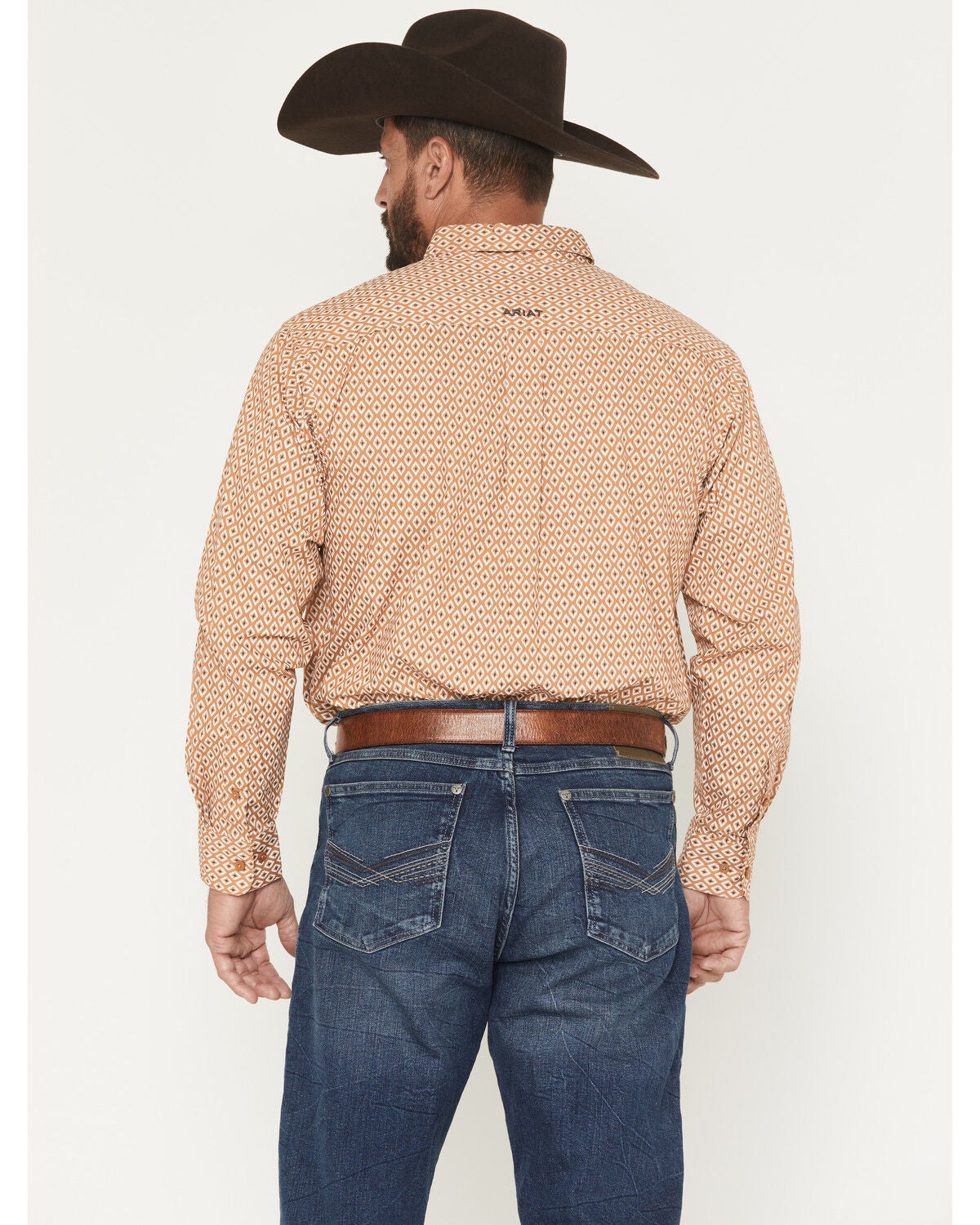 Image #4 - Ariat Men's Burnis Geo Print Long Sleeve Button-Down Western Shirt - Tall, Tan, hi-res