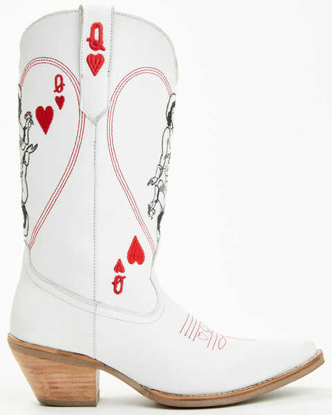 Image #2 - Dingo Women's Queen A Hearts Western Boots - Snip Toe , White, hi-res