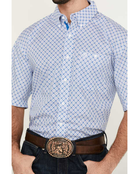 Image #3 - George Strait by Wrangler Men's Circle Geo Print Short Sleeve Button-Down Stretch Western Shirt - Tall , , hi-res