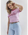 Image #6 - Wrangler® X Barbie™ Women's Logo Slim Ringer Tee, Pink, hi-res