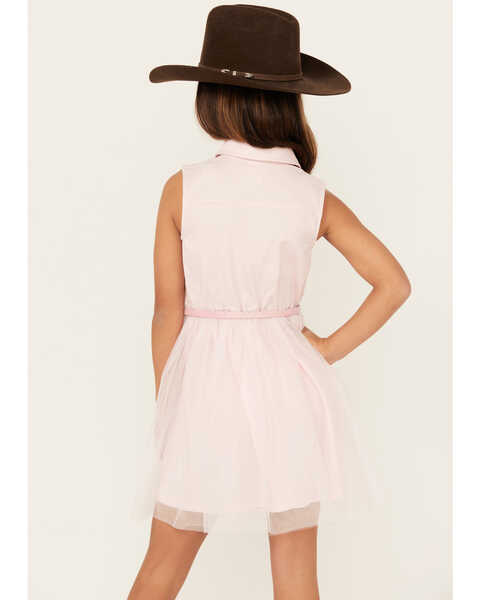 Image #4 - Sugar California Girls' Fringe Tooled Dress , Pink, hi-res