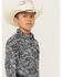 Rodeo Clothing Boys' Paisley Print Long Sleeve Pearl Snap Western Shirt, Brown, hi-res