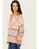 Wild Moss Women's Floral Border Print Off The Shoulder Top , Pink, hi-res