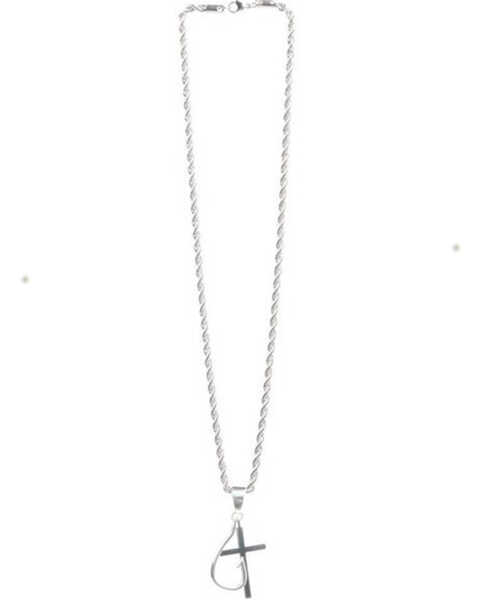 Image #1 - M & F Western Women's Silver Cross & Fishhook Pendant Necklace, Silver, hi-res