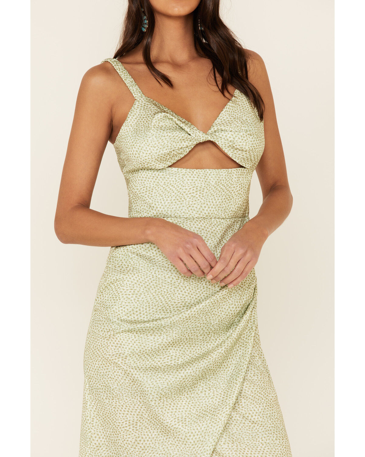 Image #3 - Sadie & Sage Women's Amy Dot Midi Dress, Sage, hi-res