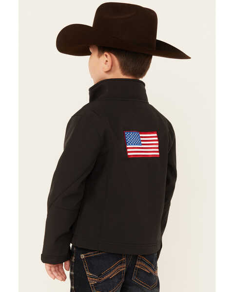 Image #4 - Rodeo Clothing Boys' USA Flag Waterproof Softshell Jacket , Black, hi-res