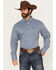 Image #1 - Wrangler Men's Striped Geo Print Long Sleeve Button-Down Western Shirt, Blue, hi-res