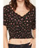 Image #3 - Idyllwind Women's Laredo Floral Print Cropped Blouse, Black, hi-res