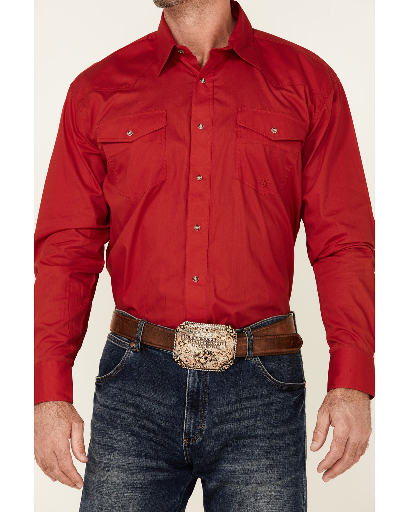 Roper - Mens Long Sleeve Shirt Amarillo Deep Cobalt Western main image 1