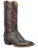 Image #1 - Lucchese Men's Harris Full Quill Ostrich Western Boots - Wide Square Toe, Dark Grey, hi-res