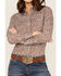 Roper Women's Floral Chambray Western Pearl Snap Shirt, Brown, hi-res