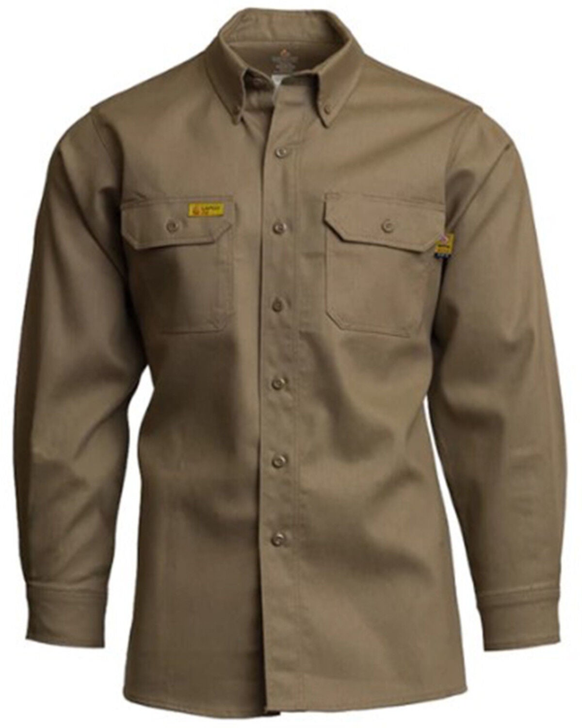 Lapco Men's Solid FR Long Sleeve Uniform Work Shirt - Big, Beige/khaki, hi-res