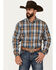Image #1 - Cinch Men's Plaid Print Long Sleeve Button-Down Western Shirt, Blue, hi-res