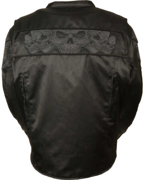 Image #3 - Milwaukee Leather Men's Reflective Skulls Textile Jacket - Big - 5X, Black, hi-res