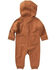 Carhartt Infant Boys' Fleece Long Sleeve Hooded Zip Onesie, Brown, hi-res