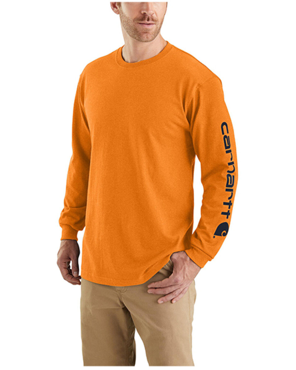 Image #2 - Carhartt Men's Loose Fit Heavyweight Long Sleeve Graphic Work T-Shirt, Heather Orange, hi-res