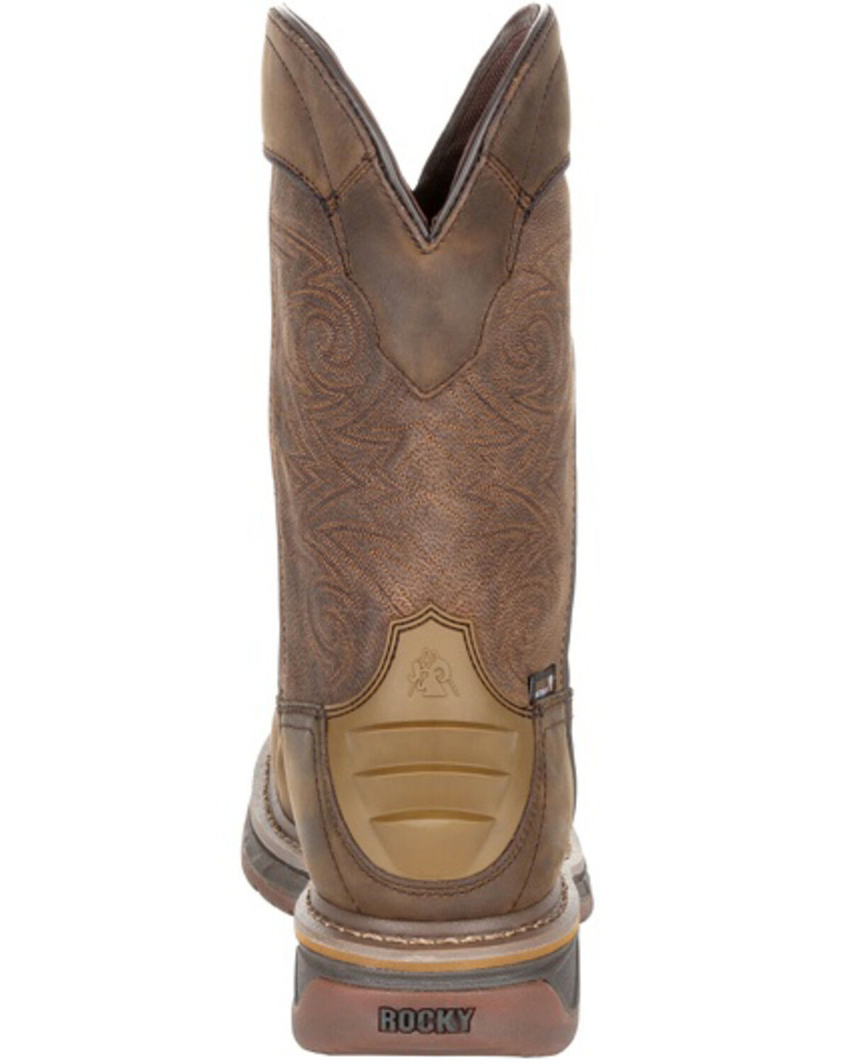 Image #4 - Rocky Men's Iron Skull Waterproof Western Work Boots - Composite Toe, Distressed Brown, hi-res