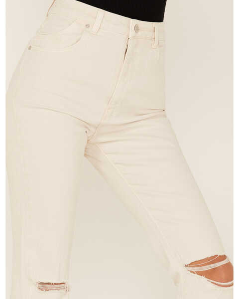 Image #2 - Rolla's Women's High Rise Distressed Cropped Dusters Bootcut Jeans, Off White, hi-res