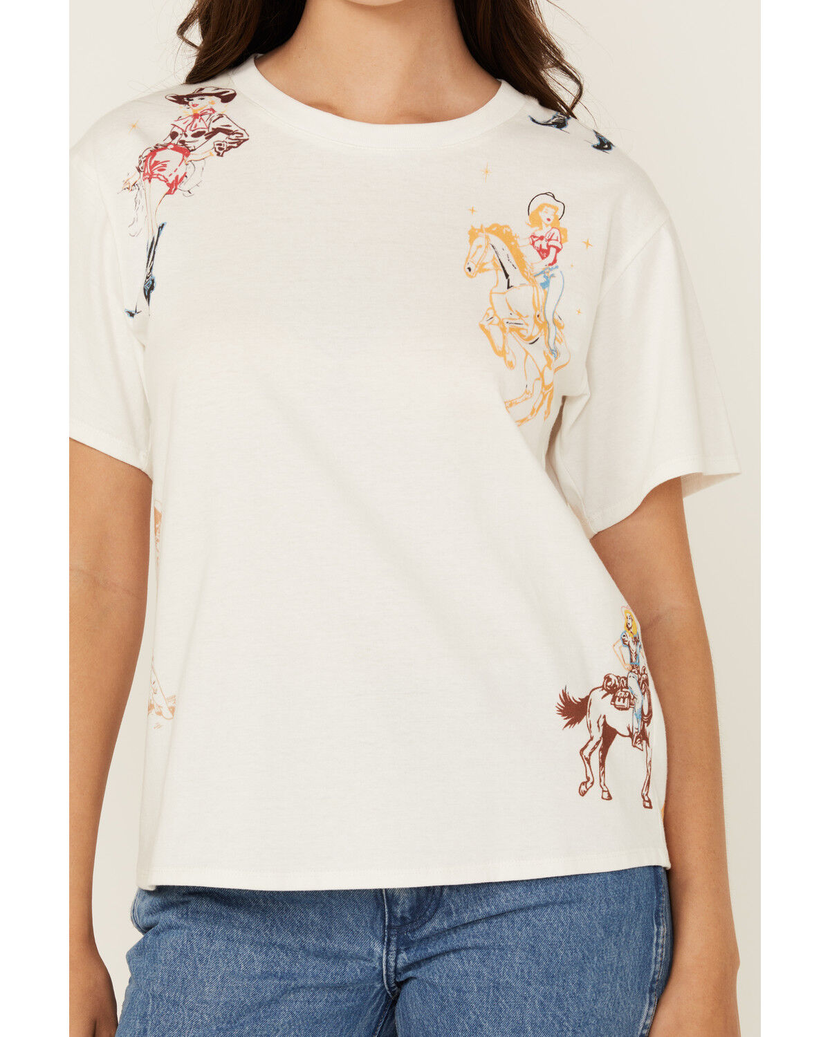 Image #3 - Blue B Women's Western Motif Short Sleeve Graphic Tee, White, hi-res