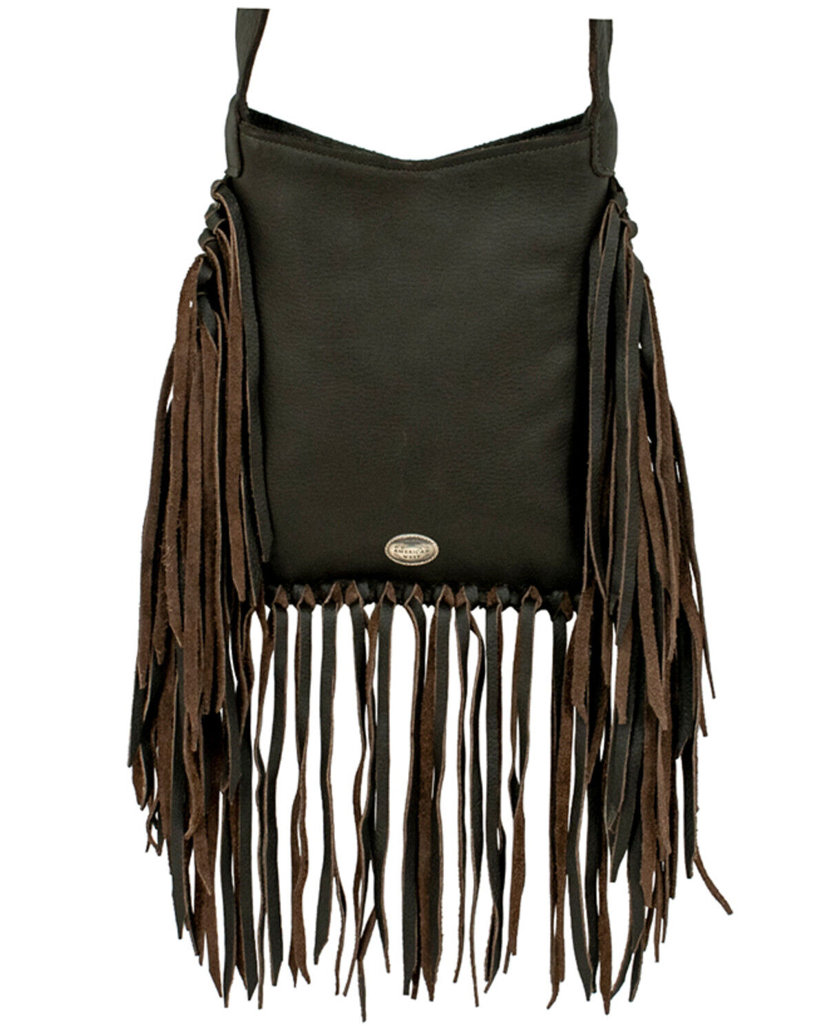 Image #2 - American West Women's Brindle Hair-On Fringe Saddle Crossbody, Chocolate, hi-res
