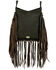 American West Women's Brindle Hair-On Fringe Saddle Crossbody, Chocolate, hi-res