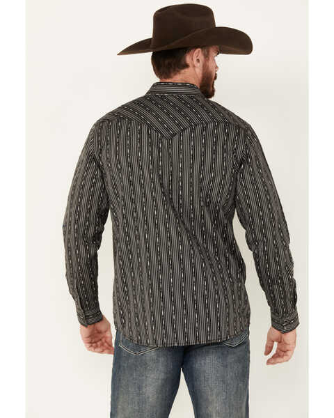 Image #4 - Moonshine Spirit Men's Concrete Cowboy Striped Print Long Sleeve Snap Western Shirt, Black, hi-res