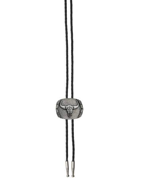 AndWest Men's Skull & Feather Bolo Tie, Gold, hi-res