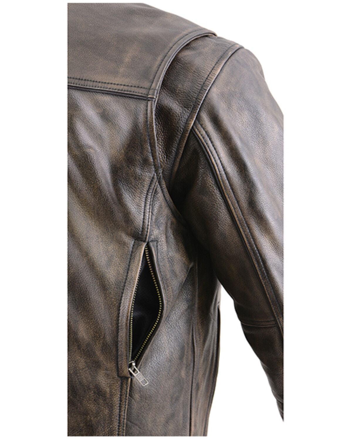 Image #4 - Milwaukee Leather Men's Distressed Concealed Carry Leather Motorcycle Jacket - 3X, Black, hi-res