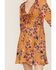 Beyond The Radar Women's Floral Dot Satin Long Sleeve Dress , Mustard, hi-res
