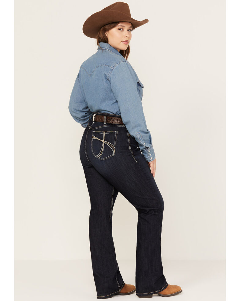 Ariat Women's R.E.A.L. Dark Wash Mid-Rise Contessa Stretch Bootcut Jeans - Plus, Blue, hi-res