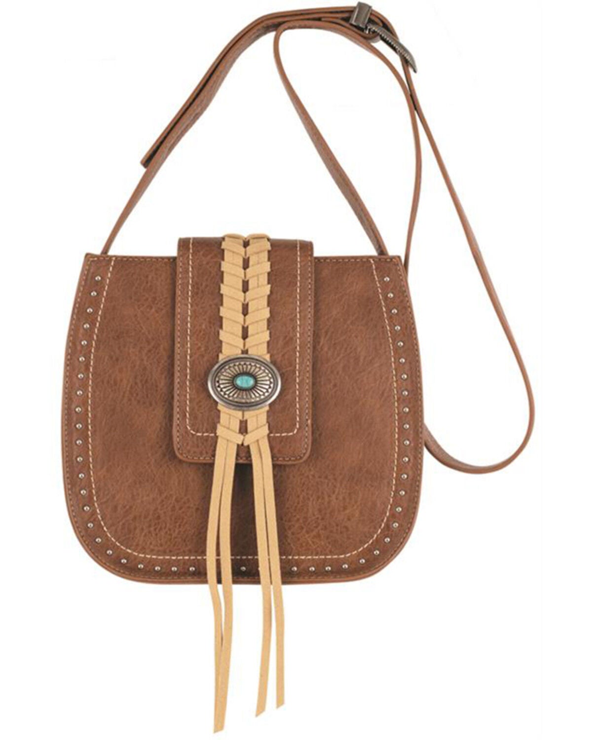 Justin Women's Concho and Tassel Saddle Bag, Brown, hi-res