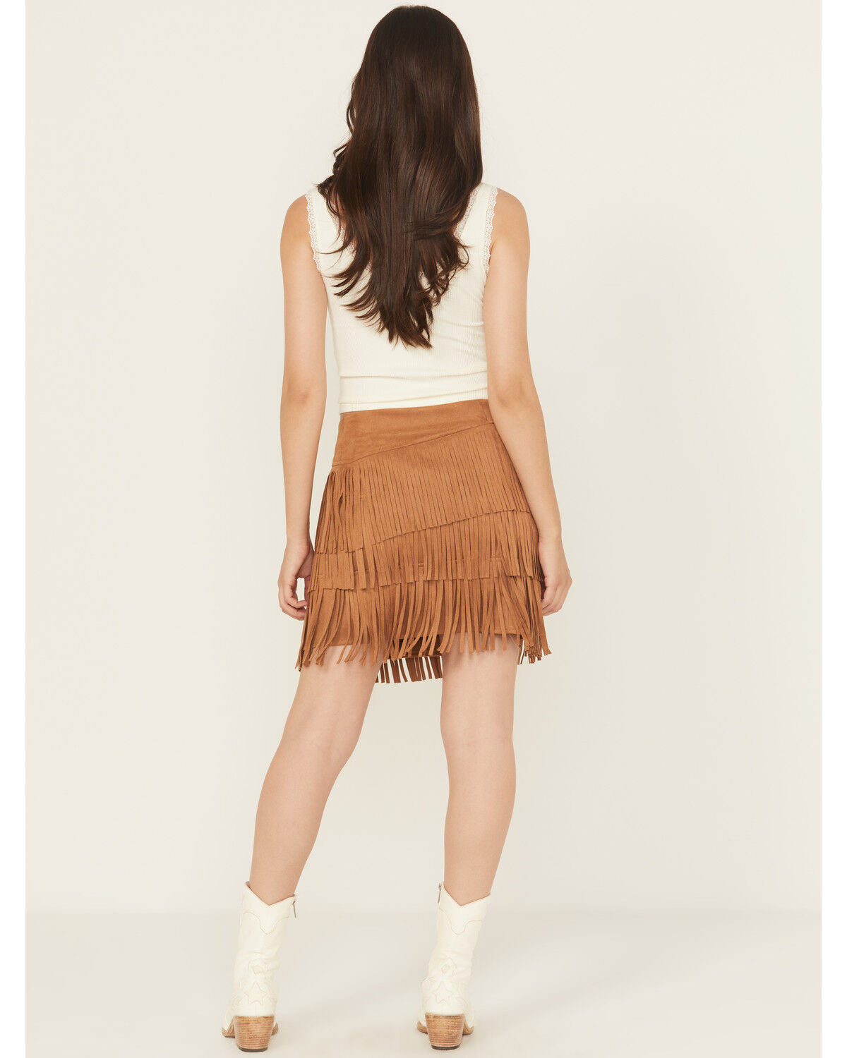 Image #3 - Fornia Women's Faux Suede Mini Skirt, Camel, hi-res
