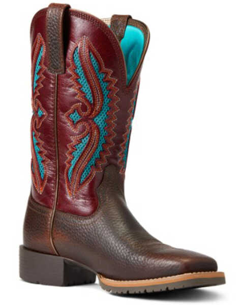 Ariat Women's Rowdy & Rogue Hybrid Rancher VentTEK Western Performance Boots - Broad Square Toe , Brown, hi-res