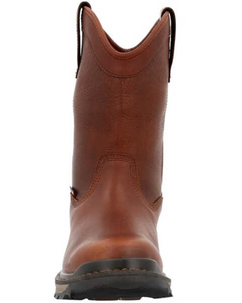 Image #4 - Rocky Men's Rams Horn Waterproof Pull On Soft Work Boots - Round Toe , Dark Brown, hi-res