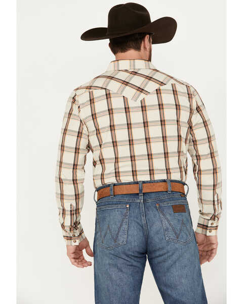 Image #4 - Cody James Men's Sundowner Plaid Print Long Sleeve Western Snap Shirt, Oatmeal, hi-res