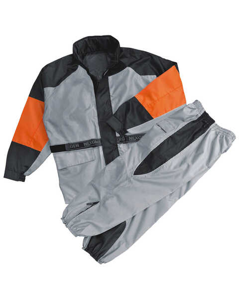 Image #1 - Milwaukee Leather Men's Waterproof Rain Suit with Reflective Piping - 4X, Silver, hi-res