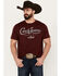 Cinch Men's Fish Logo Short Sleeve Graphic T-Shirt, Burgundy, hi-res