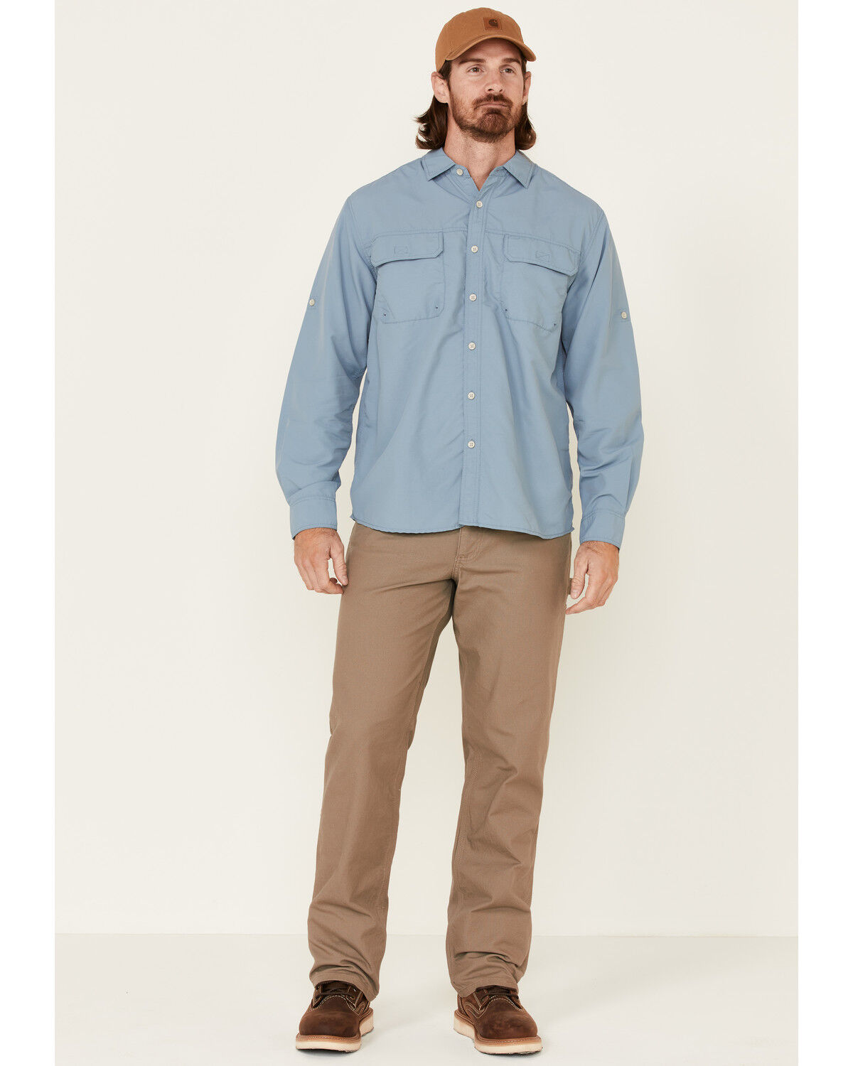 Image #2 - North River Men's Utility Outdoor Long Sleeve Button Down Western Shirt, Blue, hi-res