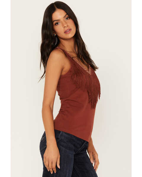 Image #2 - Idyllwind Women's Songstress Embroidered Fringe Tank Top, Brandy Brown, hi-res