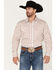 Image #1 - Panhandle Select Men's Southwestern Print Long Sleeve Shirt, Maroon, hi-res