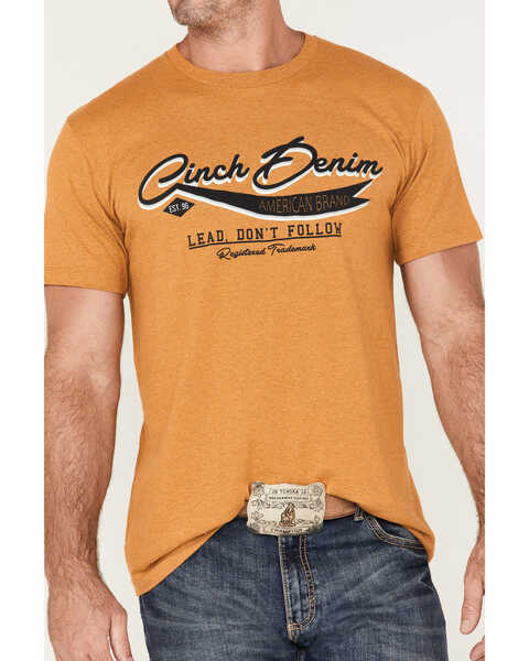 Image #2 - Cinch Men's Lead This Life Logo Graphic T-Shirt , Gold, hi-res