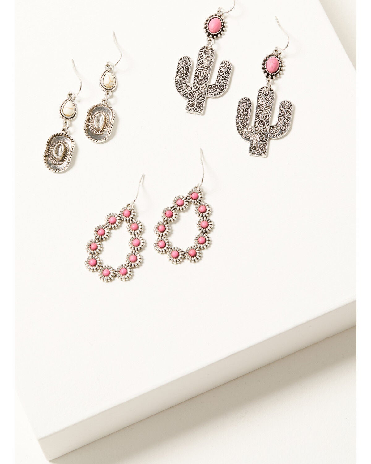 Image #1 - Shyanne Women's Teardrop Cactus Earring Set - 3 Piece, Pink, hi-res