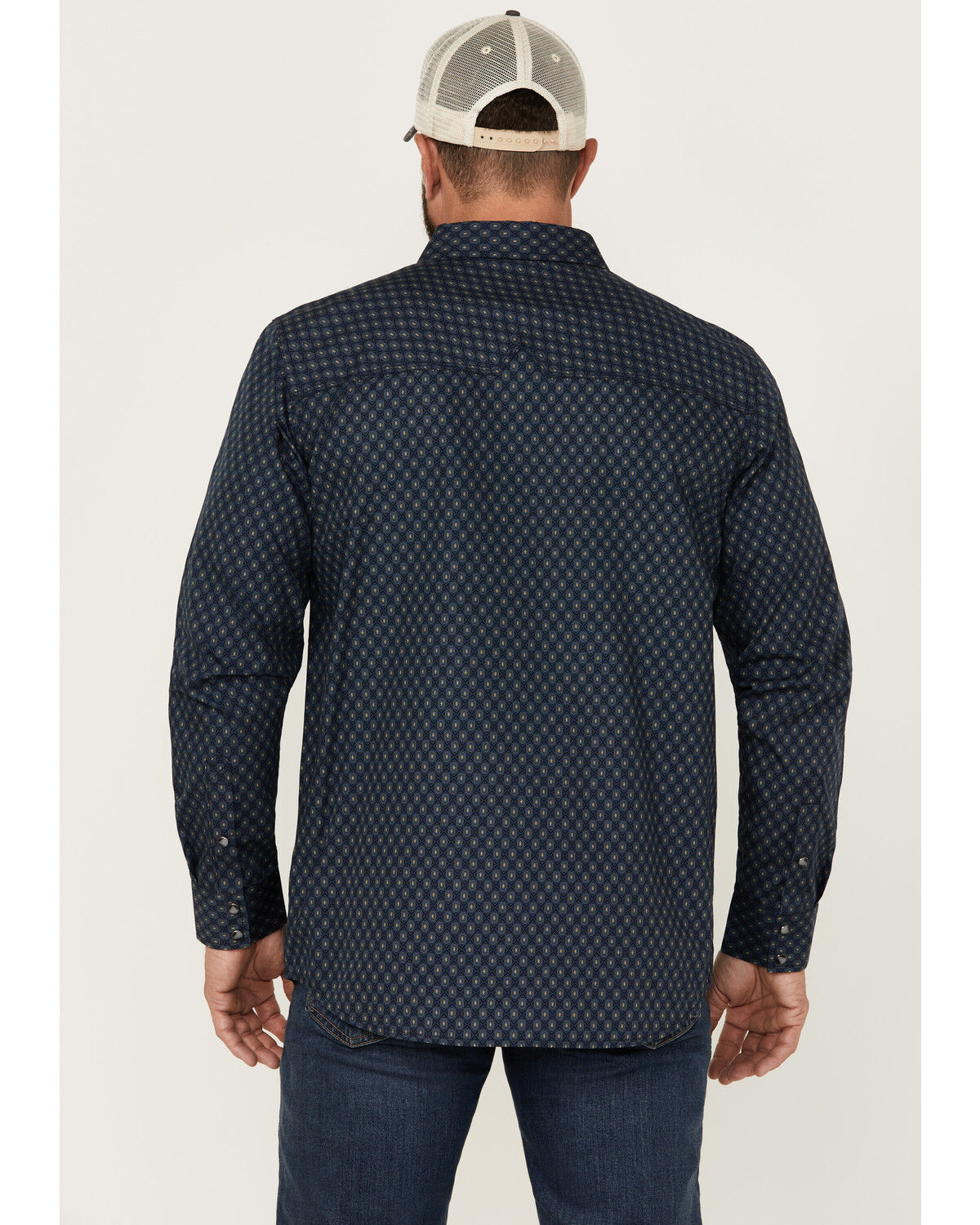 Image #4 - Moonshine Spirit Men's Townie Wallpaper Geo Print Long Sleeve Snap Western Shirt, Navy, hi-res