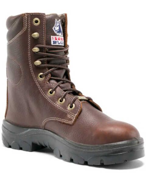 Image #1 - Steel Blue Men's Portland 8" Water Resistant Western Work Boots - Soft Toe, Brown, hi-res